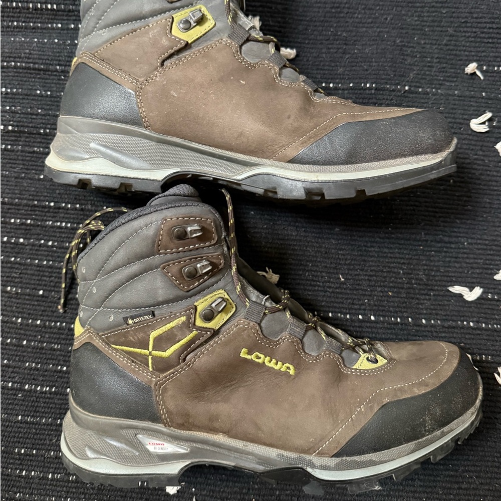 Lowa Brown and Gray Lace Up Boots with Rugged Design